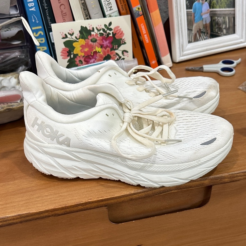 Hoka All-White Athletic Sneakers